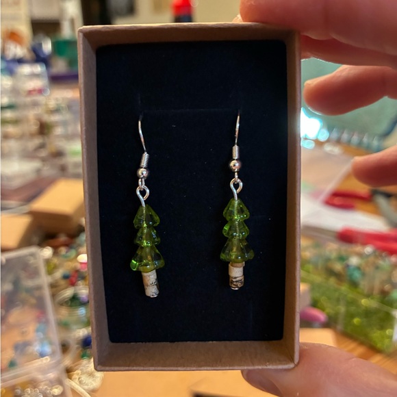 Jewelry - Handmade Green Tree Earrings